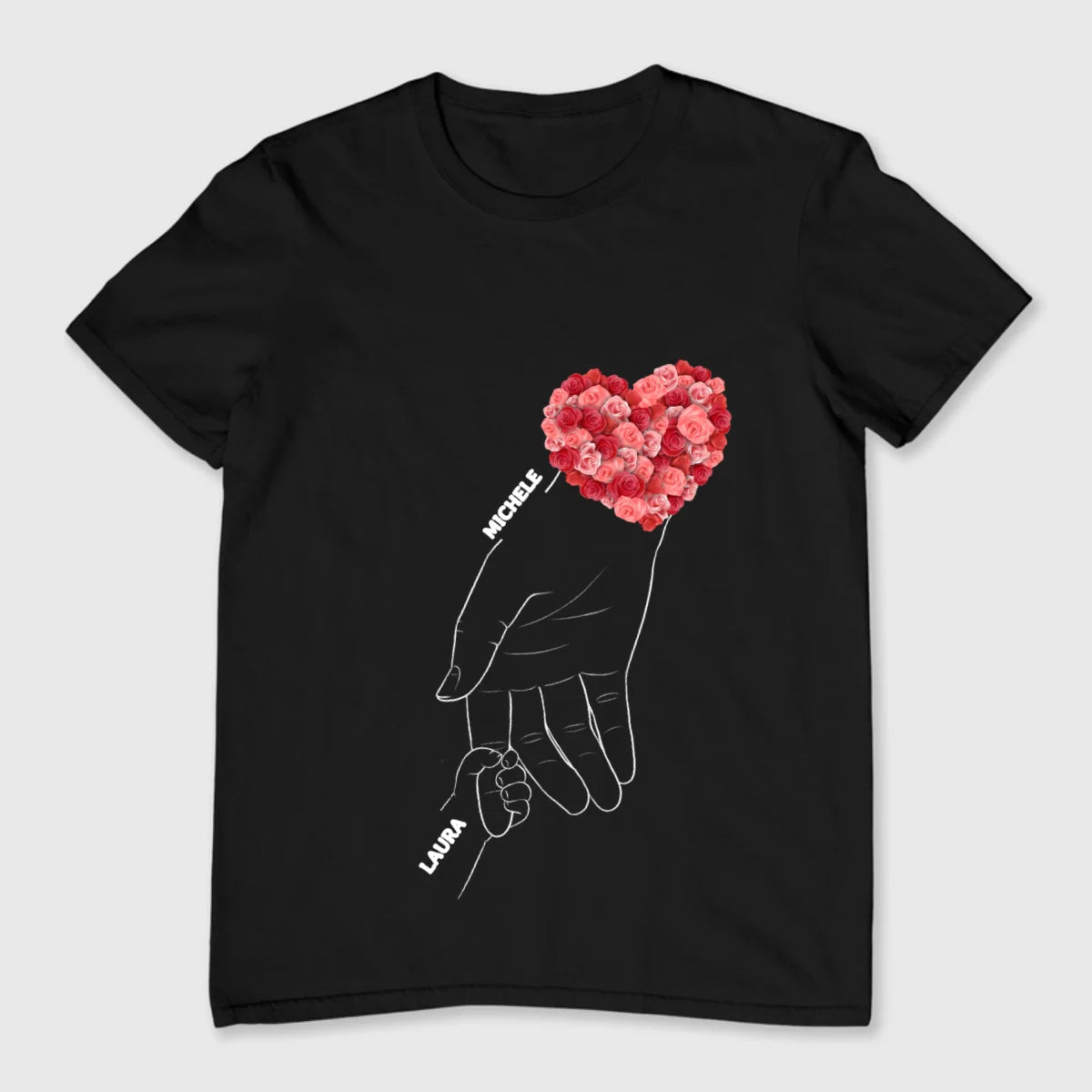"Mockup de camiseta personalizada 'Minha Mãe, Meu Mundo', destacando o amor e a gratidão por mães.